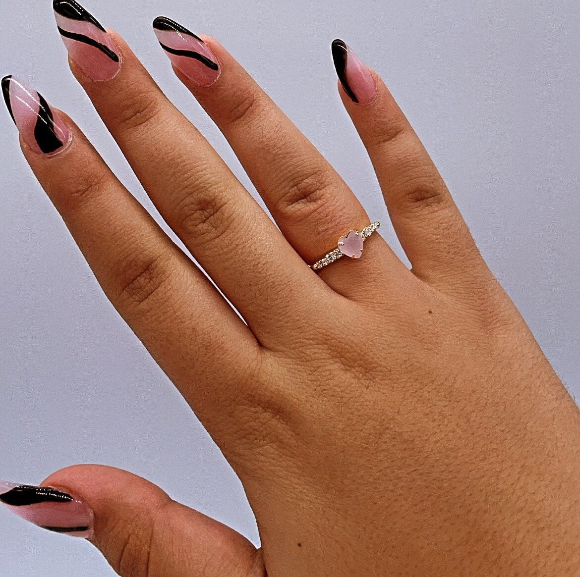 18k Gold Filled Heart Ring: Pave Cubic Zirconia Band