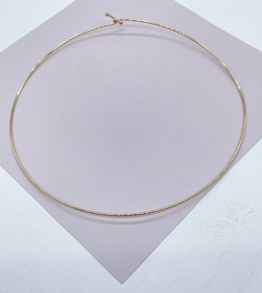 18k Gold Filled Hard Plain Omega Choker Necklace
