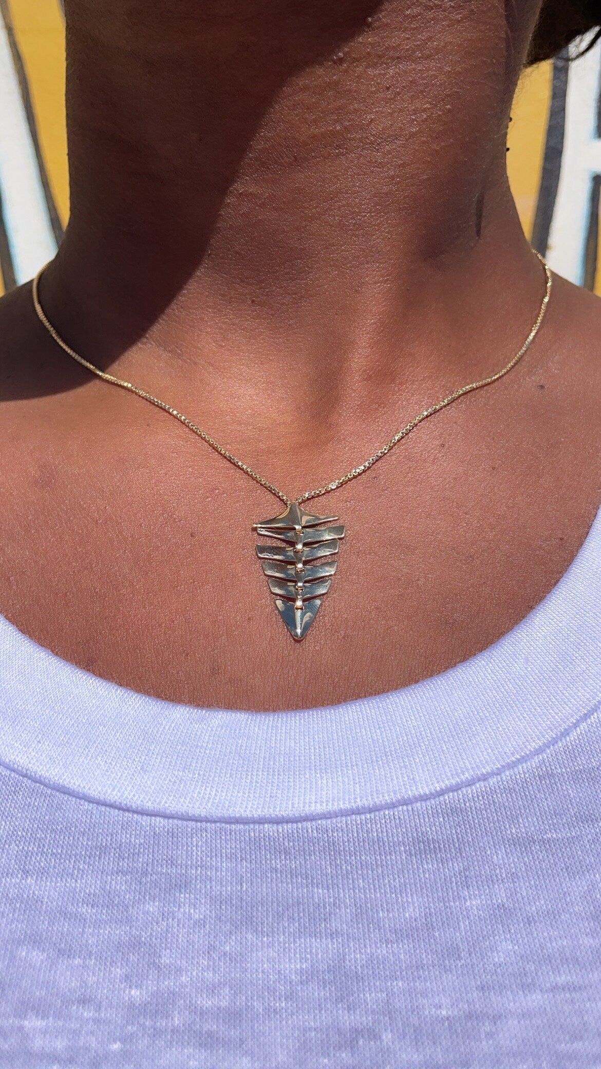 18k Gold Filled Shark-Bone Skeleton Set - Necklace and Earrings