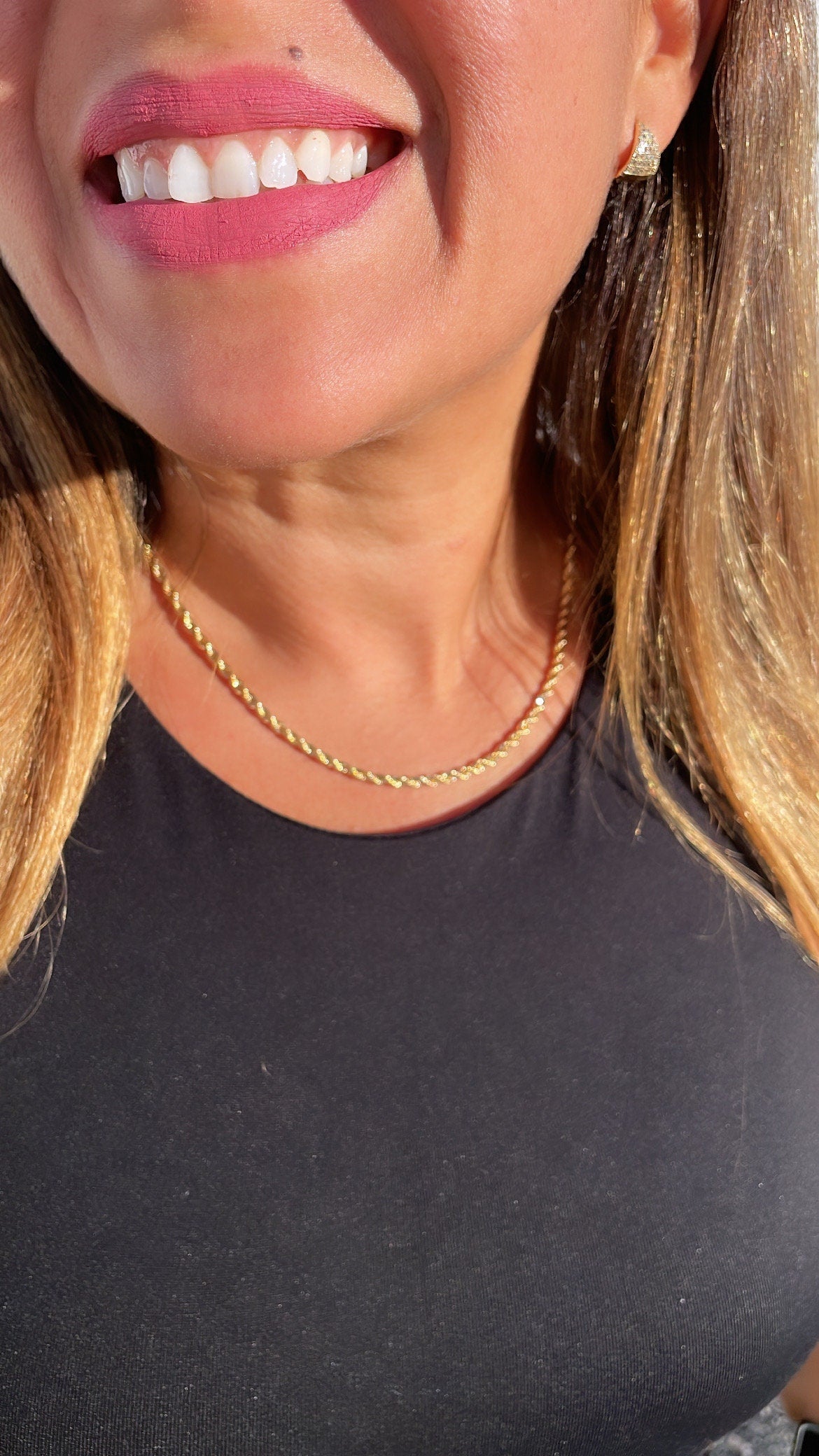 18k Gold Filled 3mm Rope Chain size 16”