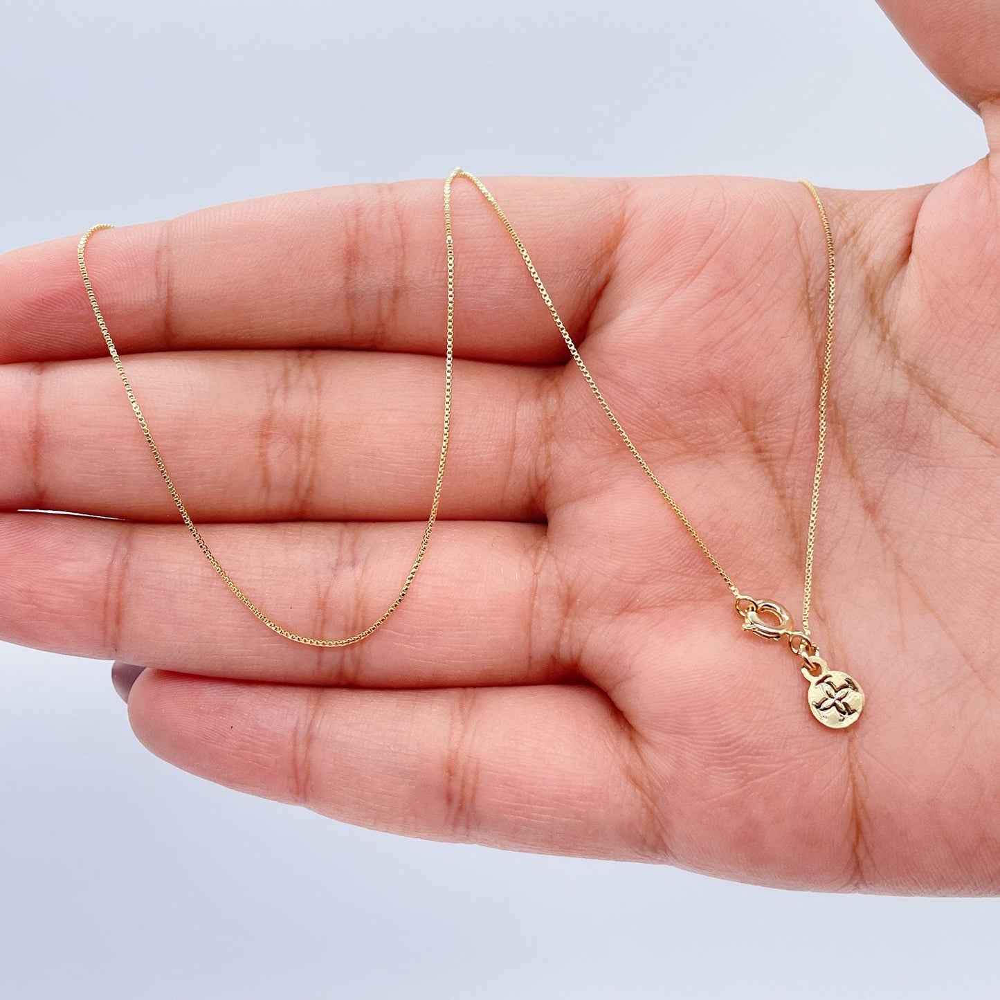 18k Gold Filled Ultra Thin 0.6mm Diamond Cut Box Chain