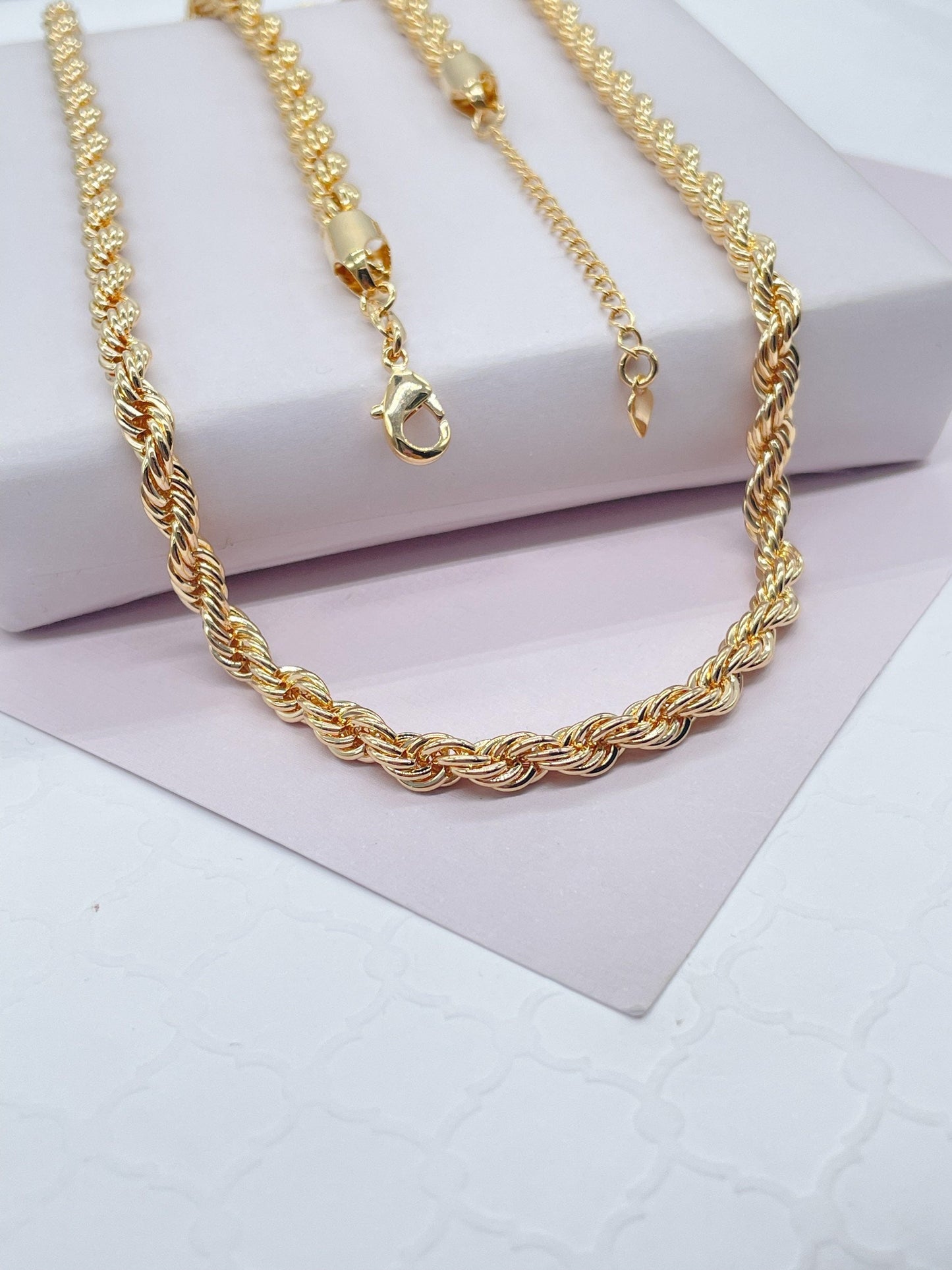 18k Gold Filled Thick 5mm Rope Chain for Layering, Chunky Rope, Stylish Necklace