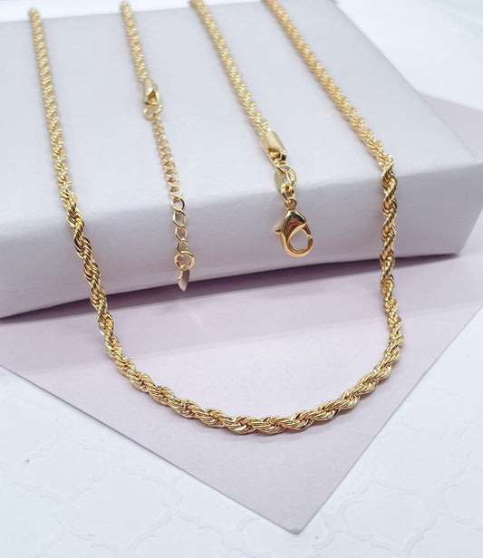 18k Gold Filled 3mm Rope Chain size 16”