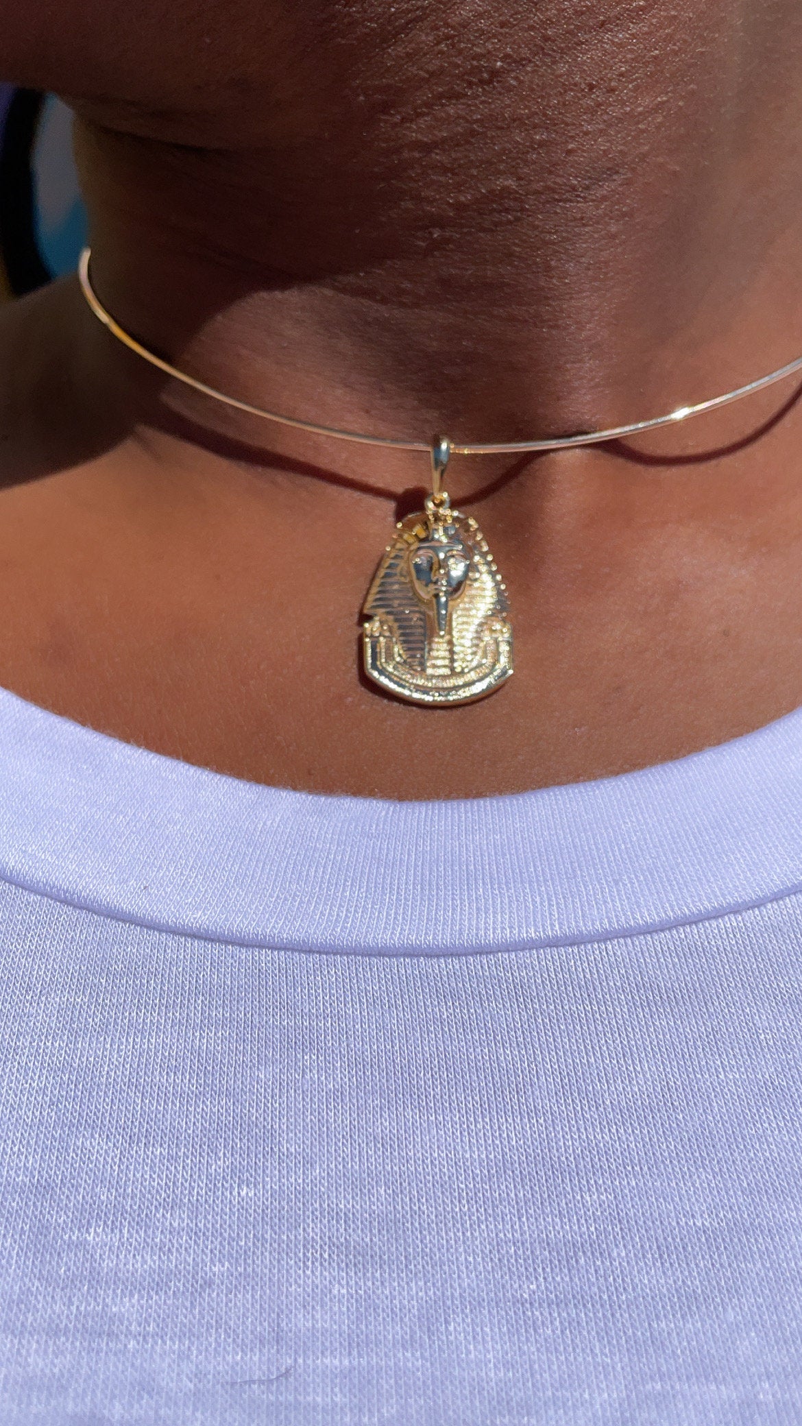 18k Gold Filled Sphinx Pendant With Zircon Stone Eyes