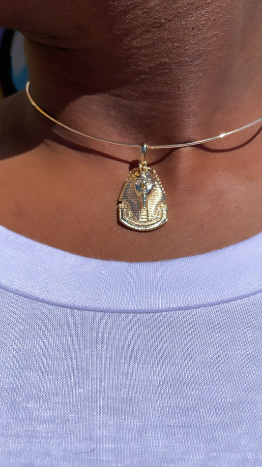 18k Gold Filled Sphinx Pendant With Zircon Stone Eyes