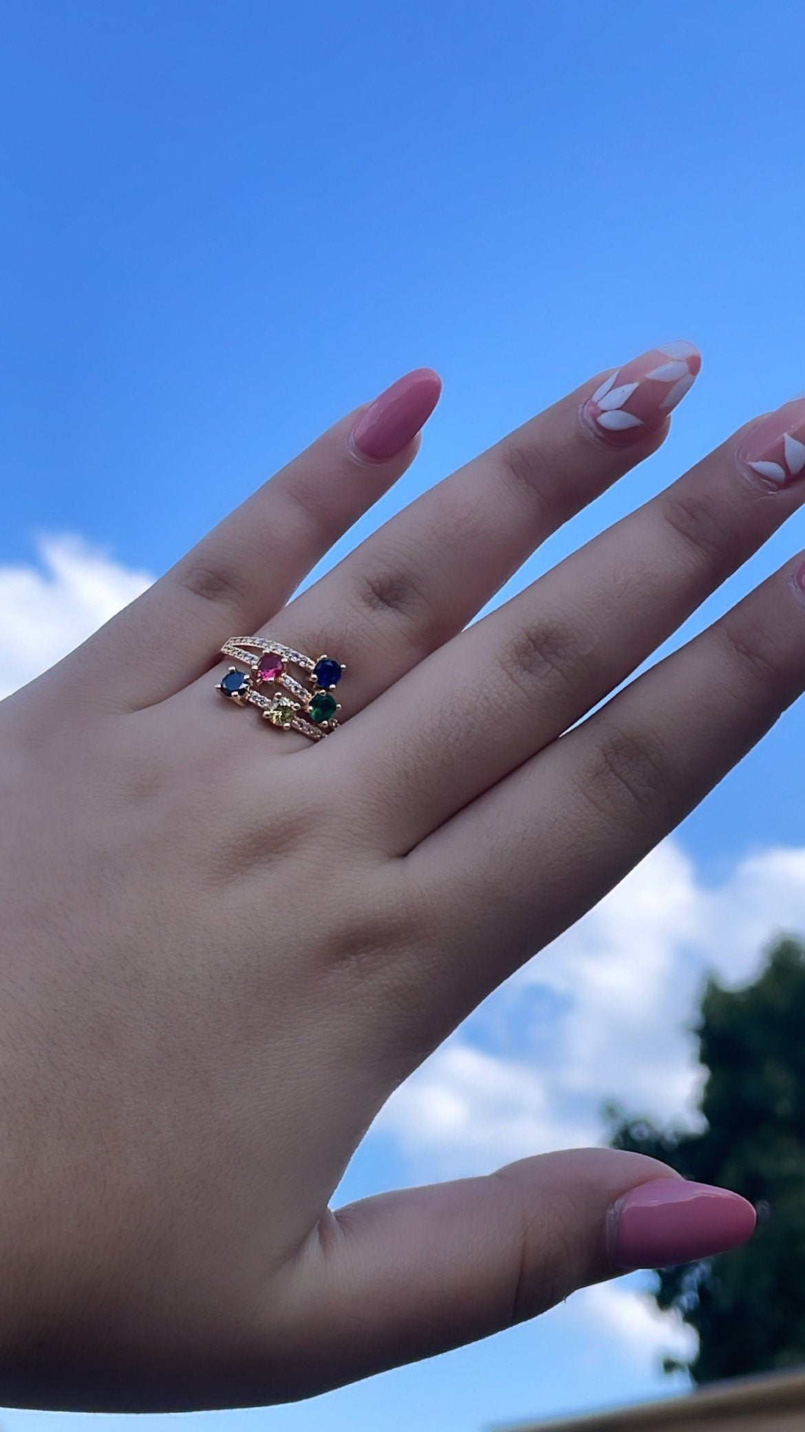 18k Gold Filled Ring: Multi Color Cubic Zirconia Eternity Band