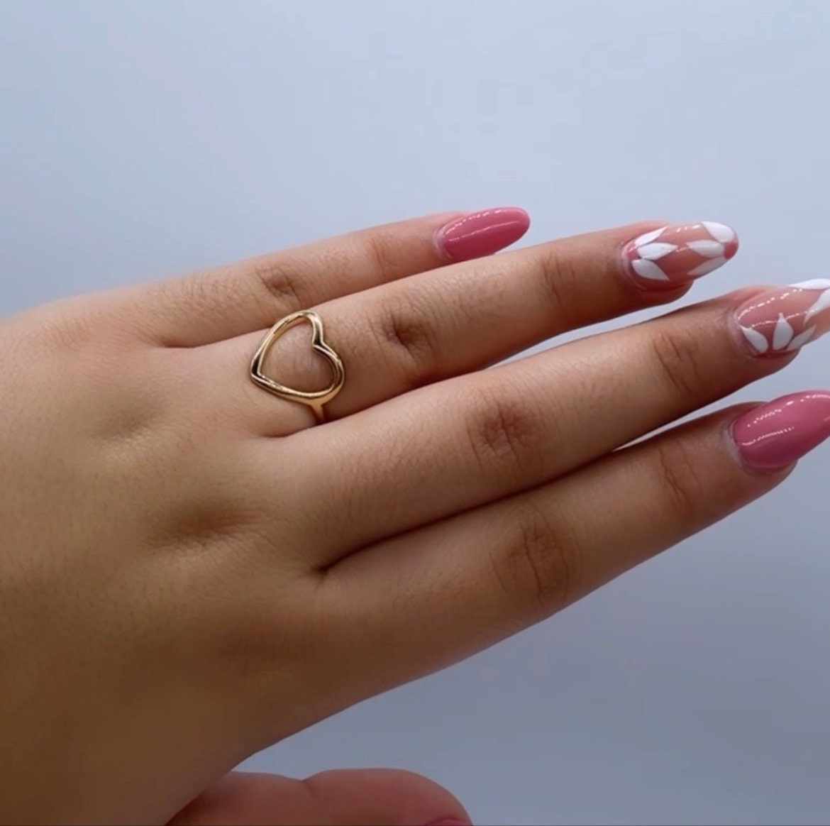 18k Gold Filled Simple Open Gold Heart Ring