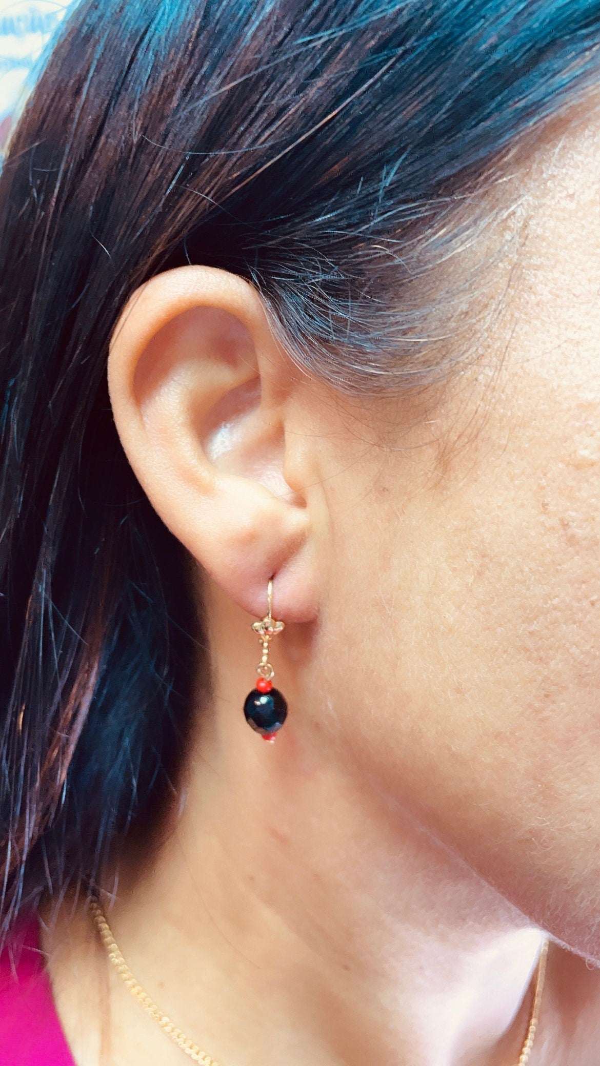 18k Gold Filled Simulated Azabache Sets In Two Sizes Protection Jewelry Making Supplies