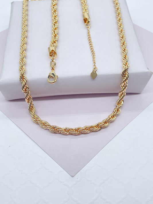 18k Gold Filled Thick 5mm Rope Chain for Layering, Chunky Rope, Stylish Necklace