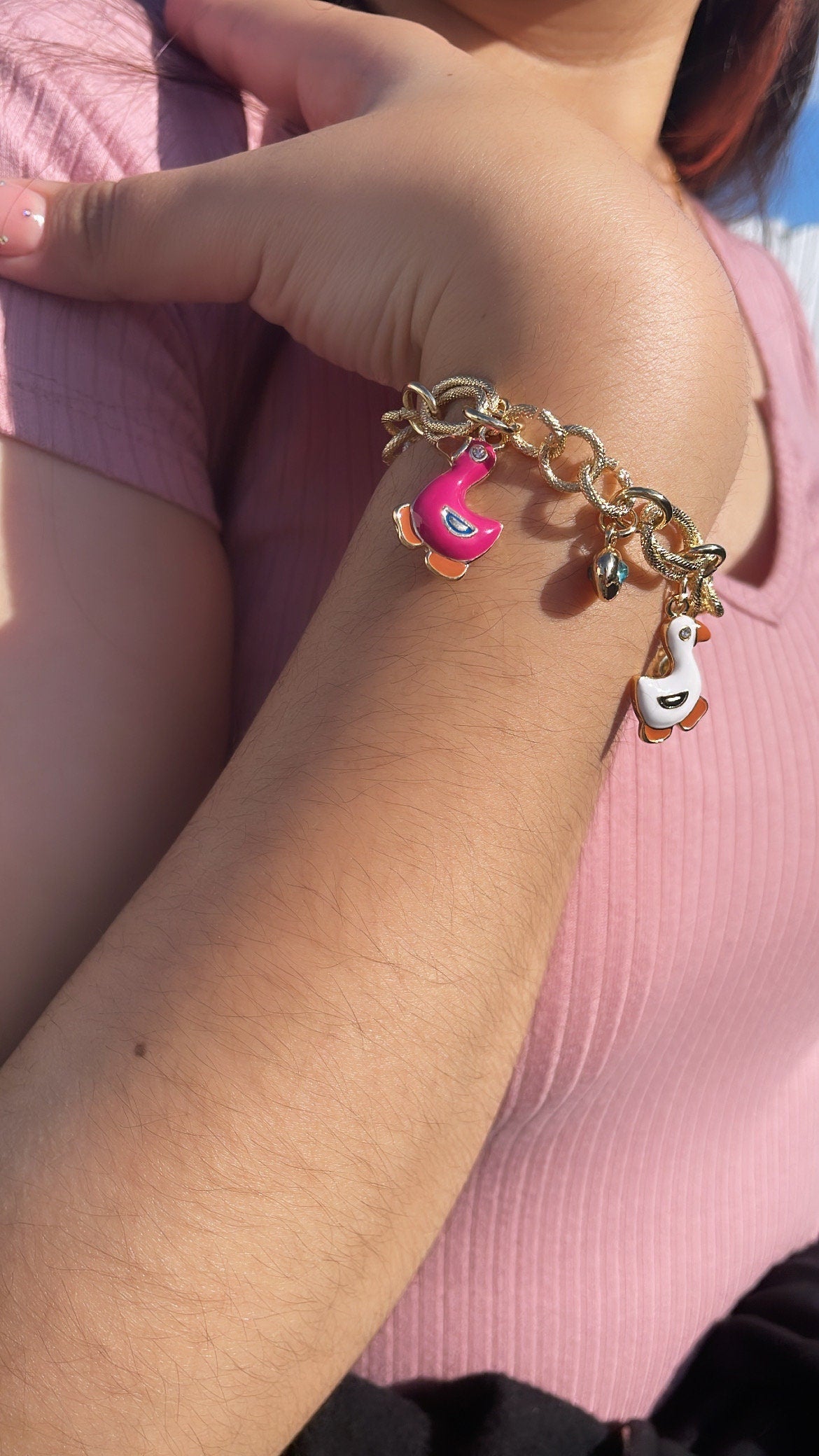 18k gold Filled Colorful Duck Charm Bracelet Wholesale Jewelry