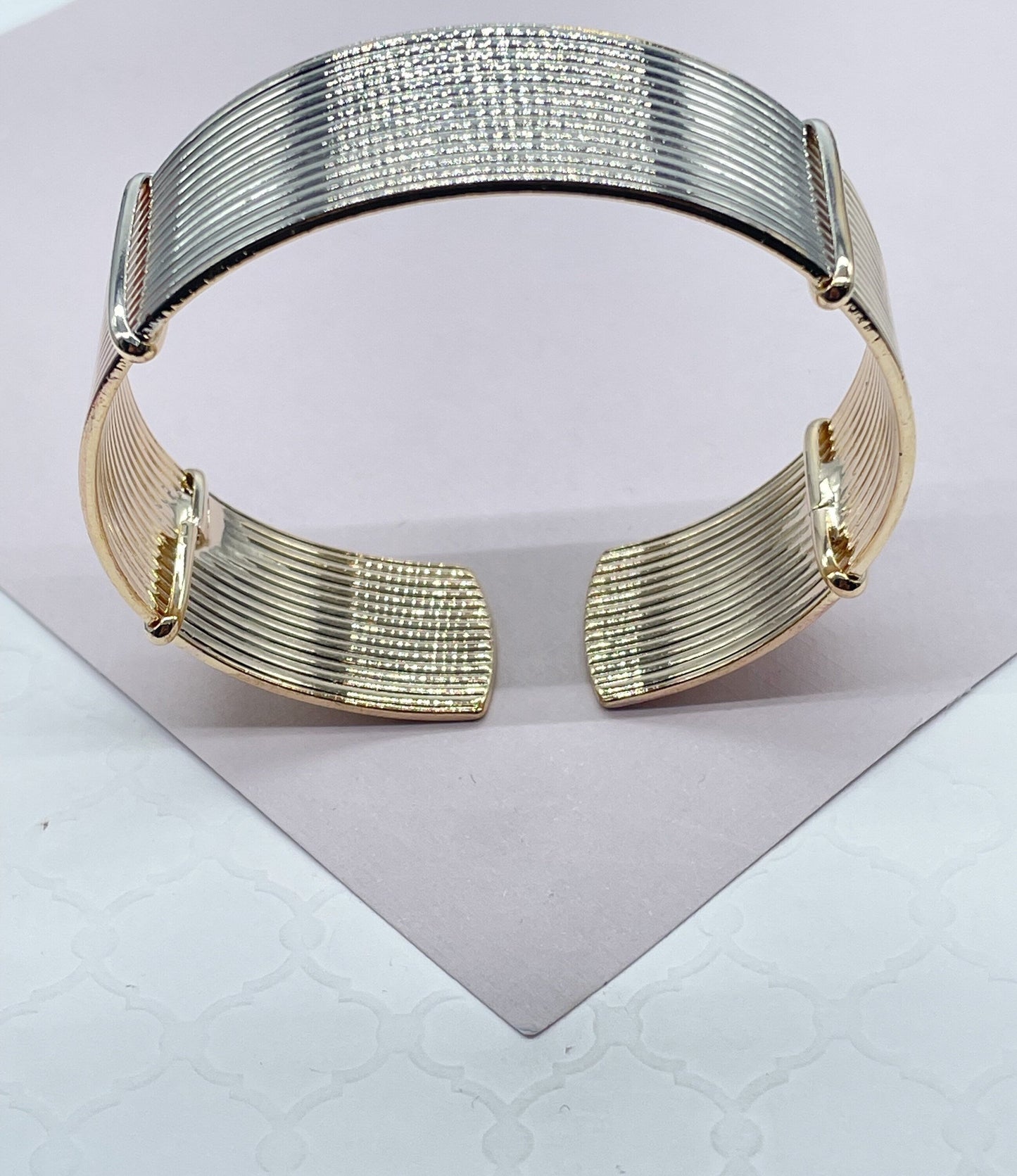 18k Gold Filled Thin 3 Tone Layered Bangles Wholesale Jewelry