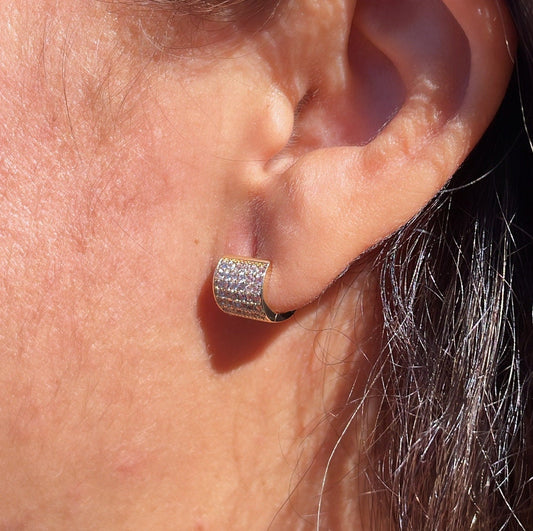 18k Gold Filled Tiny Micro Pave Cubic Zirconia Hoop Earrings