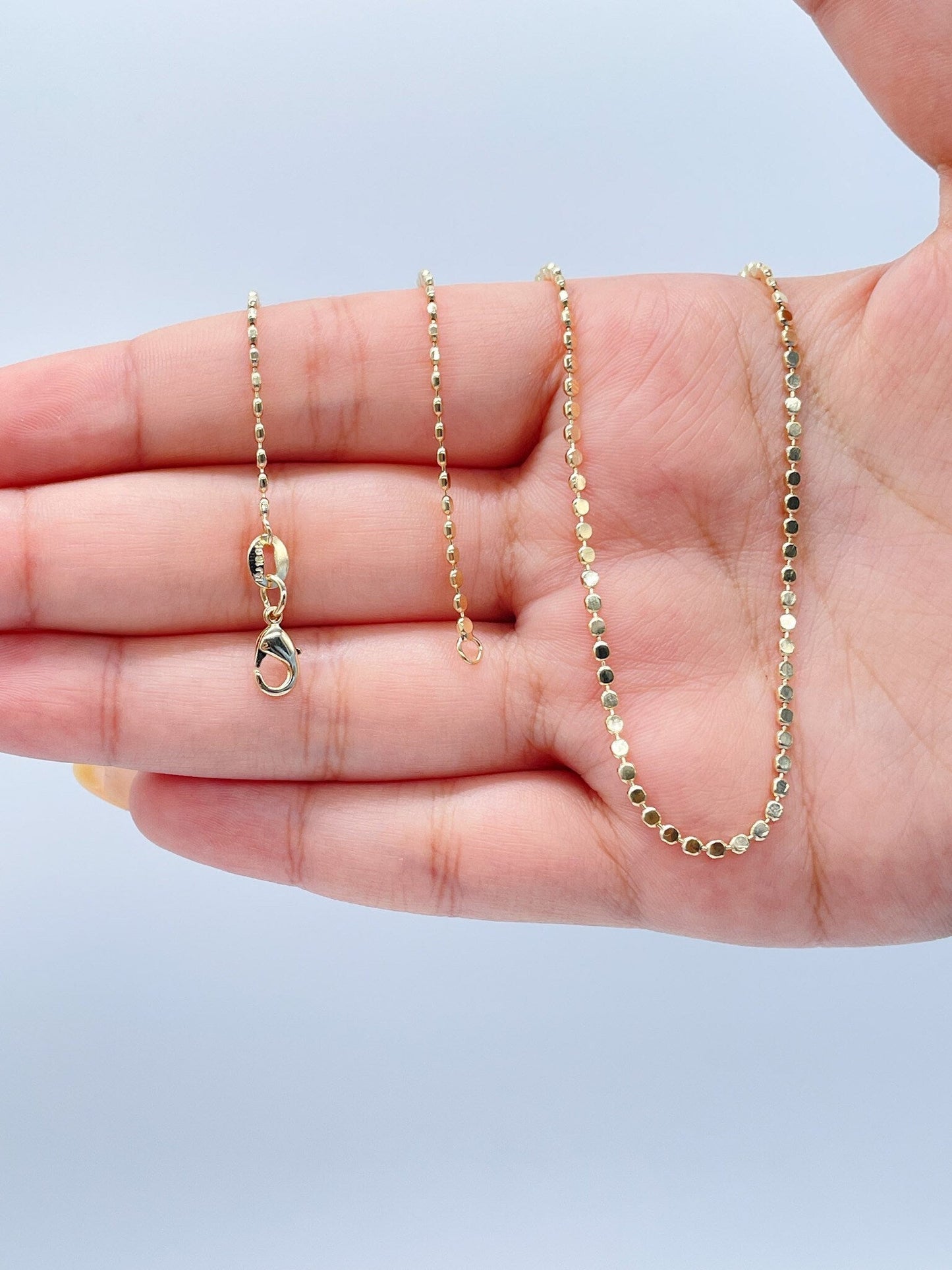 18k Gold Filled Flat Beaded Necklace