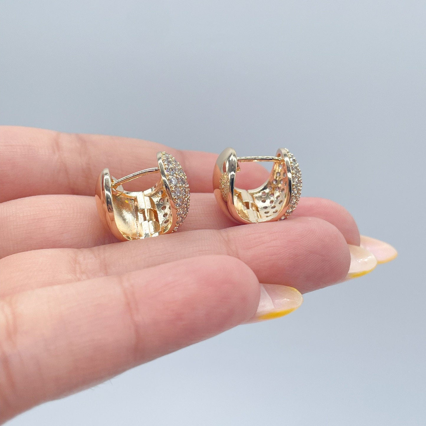 18k Gold Filled 13mm Chubby Pave Clicker Hoop