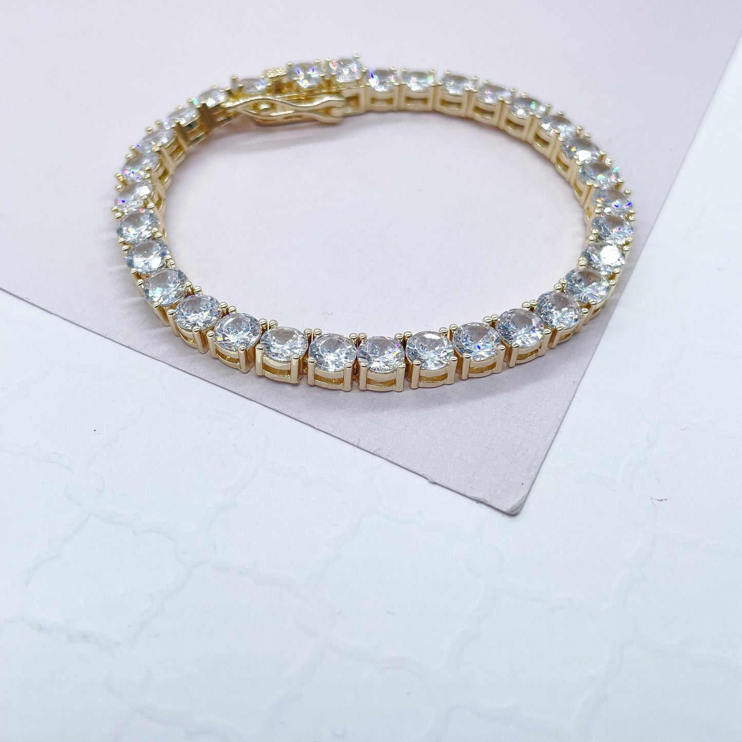 18k Gold Filled Shiny Zicornia Tennis Bracelet Wholesale Jewelry Supplies