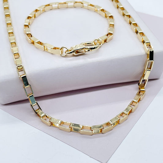 18k Gold Filled Short Link Paper Clip Set With Hand-cuff Lobster Clasp