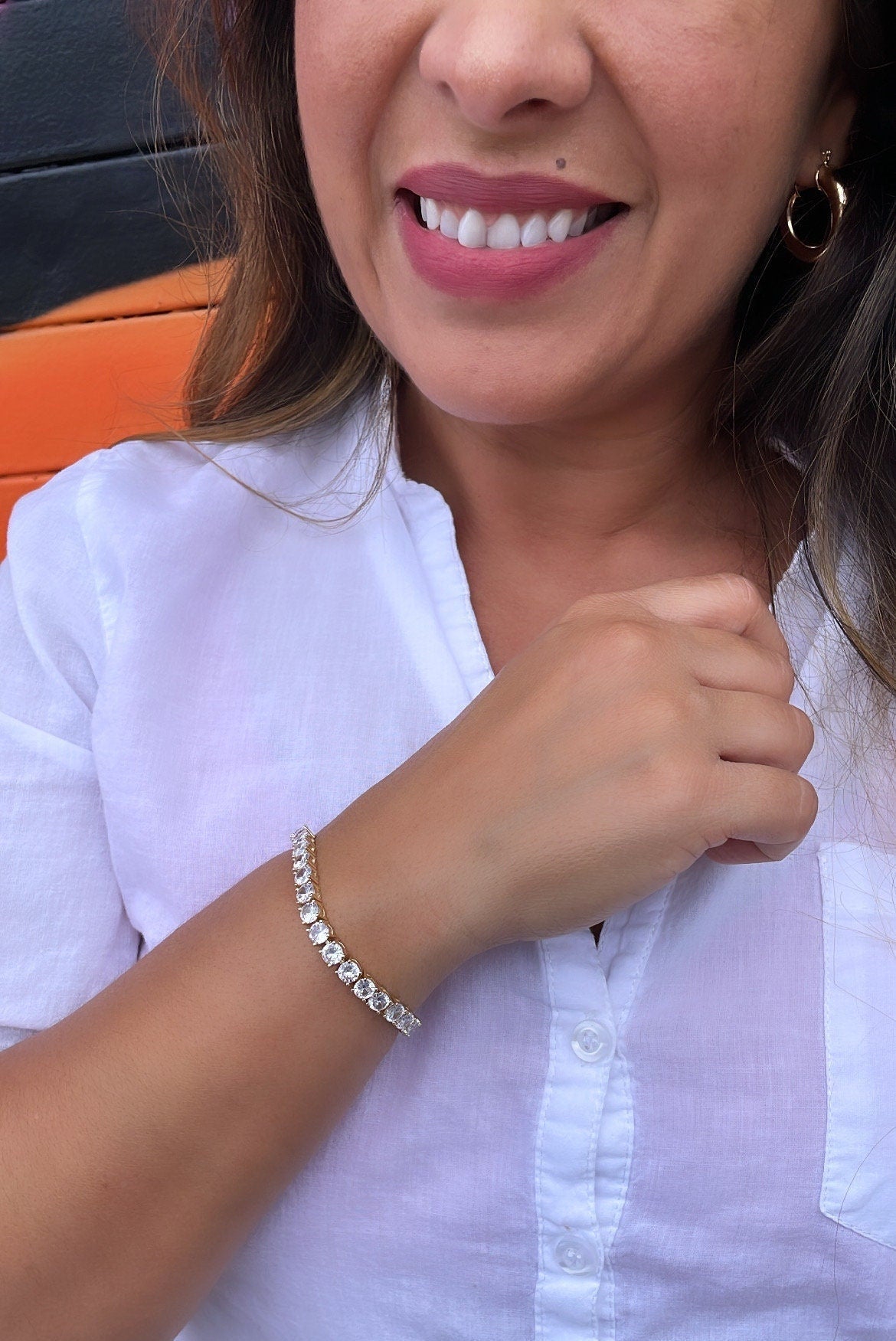 18k Gold Filled Shiny Zicornia Tennis Bracelet Wholesale Jewelry Supplies