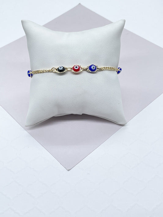 18K Gold Filled Adjustable Link Bracelet With Multi-Colored BraceletWholesale Jewelry Supplies