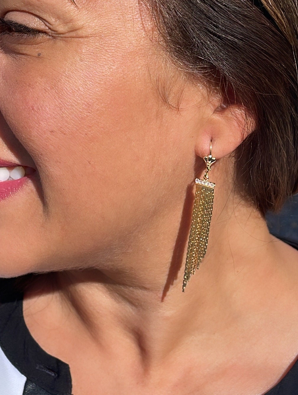 18k Gold Filled Long Fringe Dangling EarringsWholesale Jewelry Supplies