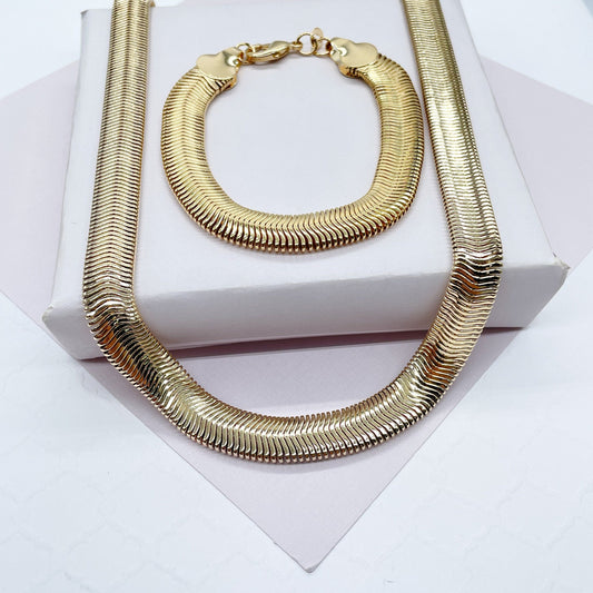 18k Gold Filled 10mm Thick Soft Snake Set necklace and braceletWholesale Jewelry Supplies