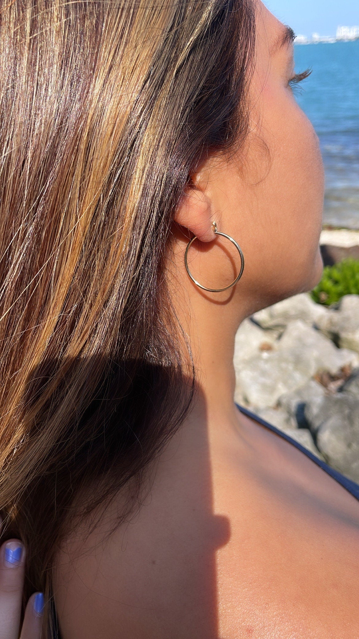 18k Gold Filled Thin Smooth Plain Hoops