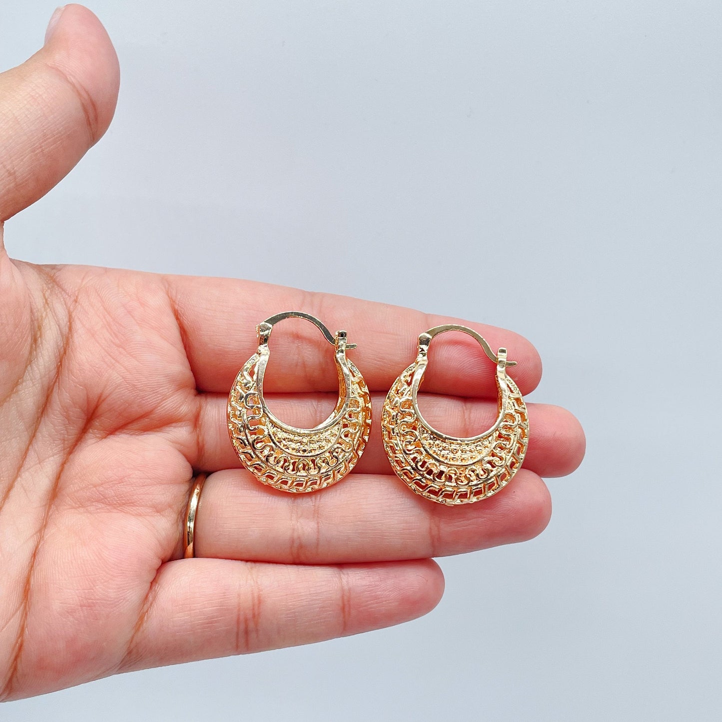 18k Gold Filled Thick Hollow See-Through Hoops