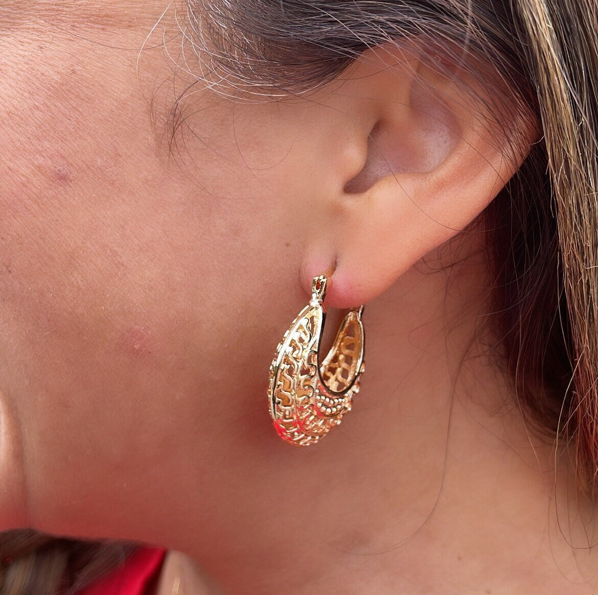 18k Gold Filled Thick Hollow See-Through Hoops