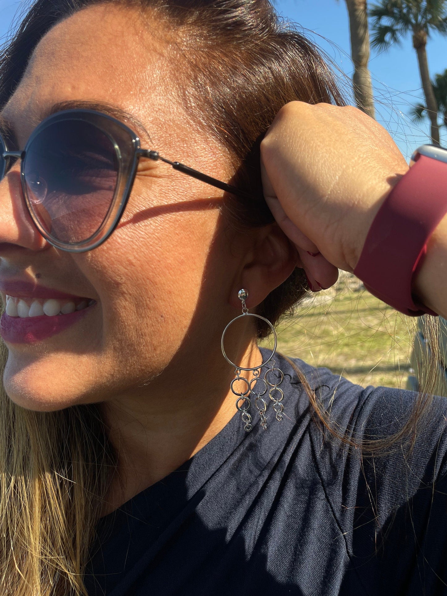 Silver Filled Modern Circle Drop Earrings