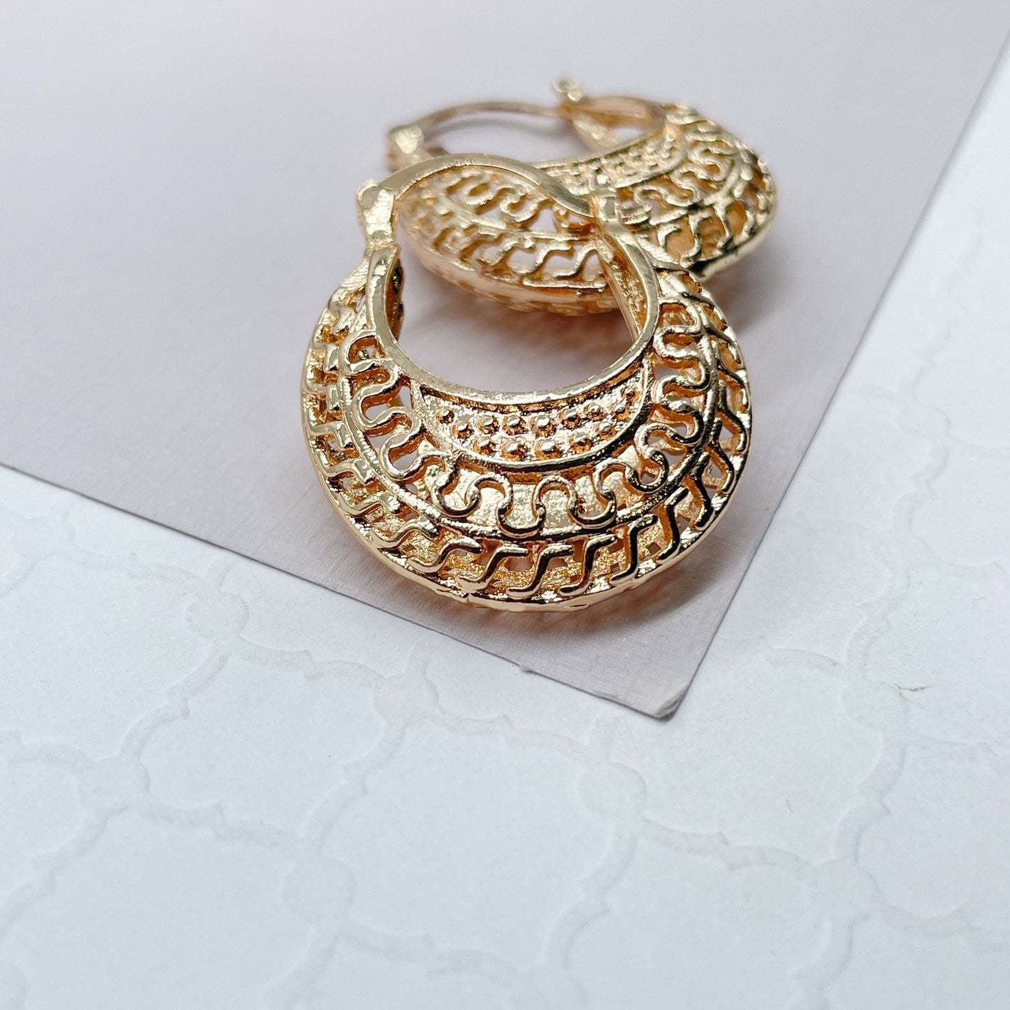 18k Gold Filled Thick Hollow See-Through Hoops