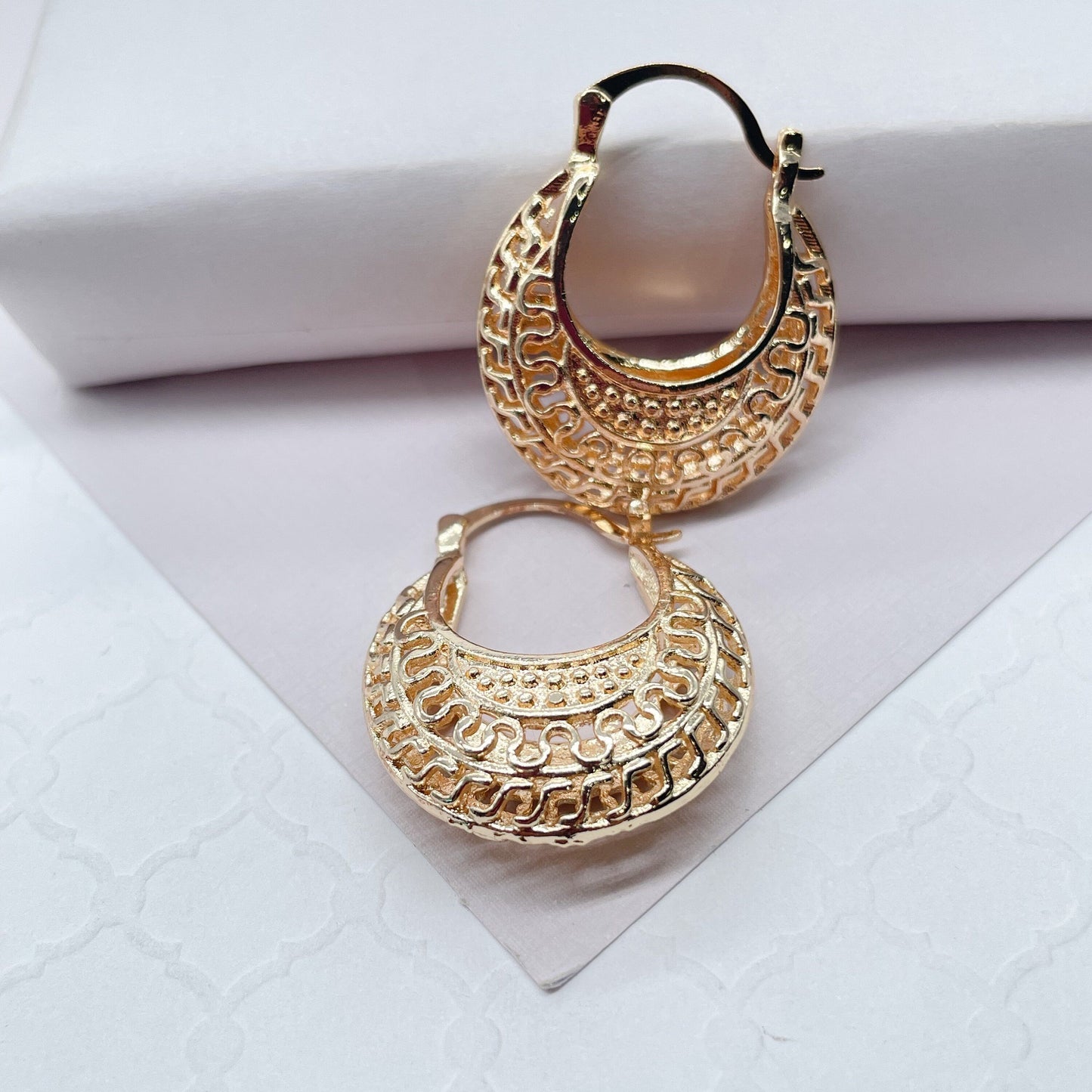 18k Gold Filled Thick Hollow See-Through Hoops