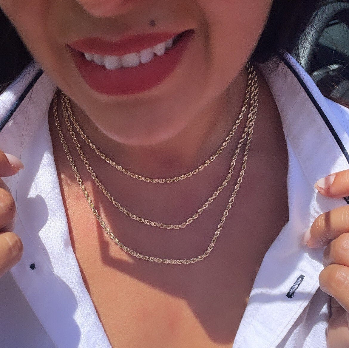18k Gold Filled Rope Chain 3mm Necklace