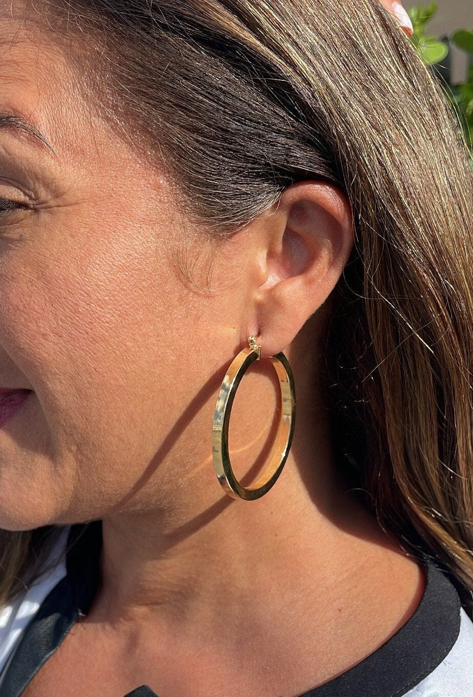 18k Gold Filled Large Sharpe Edged Plain Hoop EarringsWholesale Jewelry Supplies