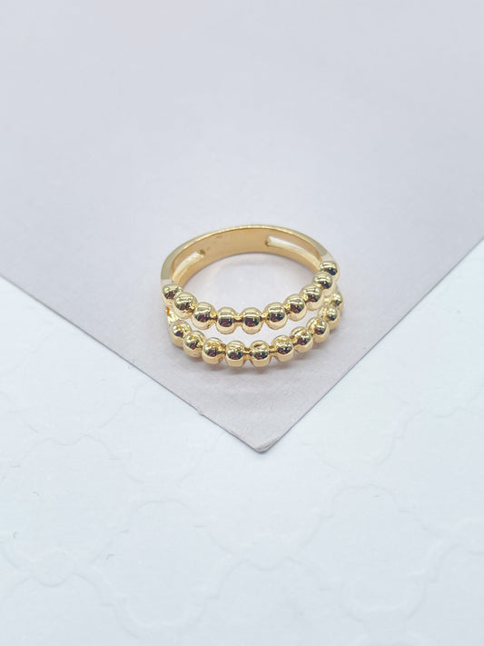 18k Gold Filled Plain Beaded Ring