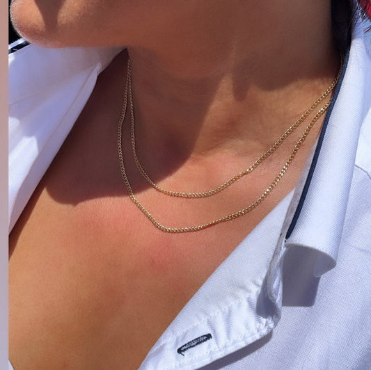 18k Gold Filled thin Cuban Link Chain 2.4mm For Wholesale Dainty Jewelry