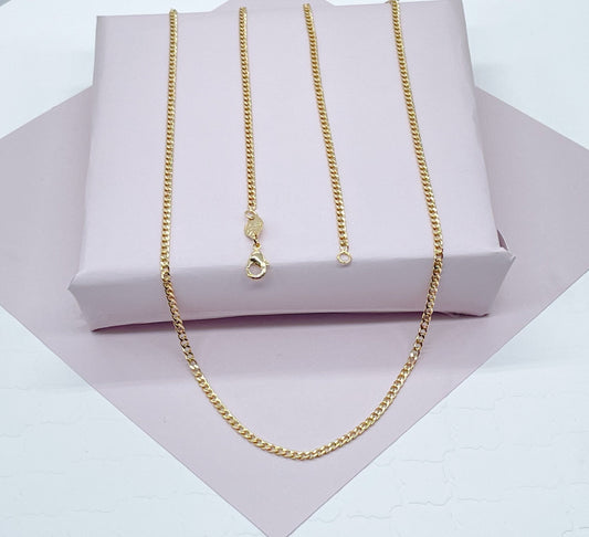 18k Gold Filled thin Cuban Link Chain 2.4mm Dainty Jewelry Making Supplies