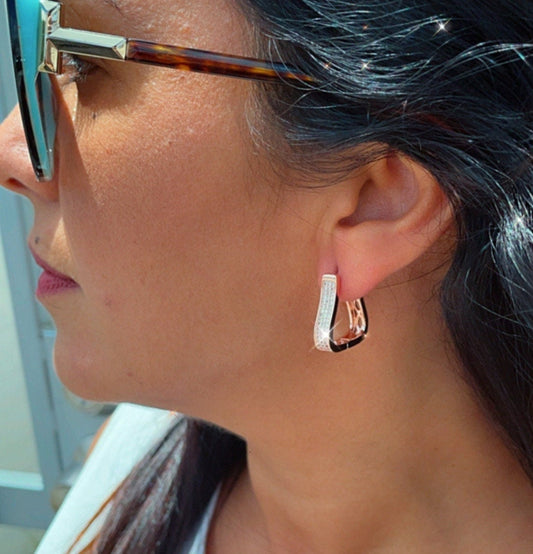 18k Gold Filled Hoop Earrings: Square Guitar Pick Design