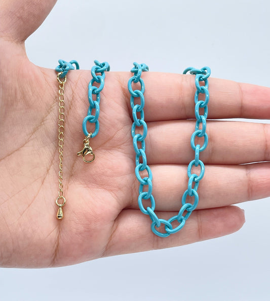 Colorful Enamel Curb Link Chain