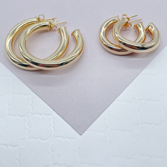 Thick 18k Gold Filled Hoop Earrings: Chunky 5mm Jewelry Supplies