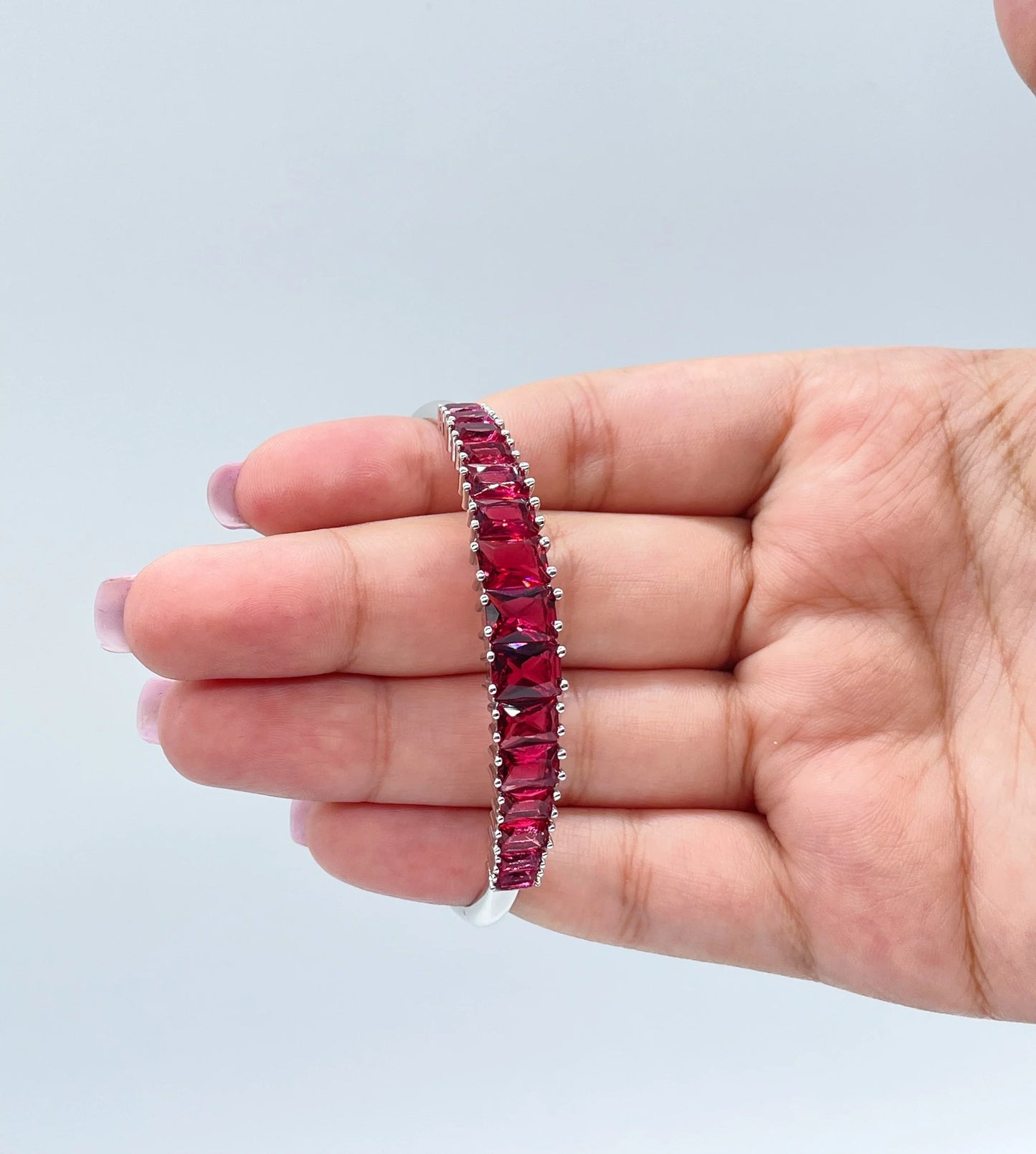 18k Gold Layered Bangle In Rose Gold Featuring Colorful Crystals