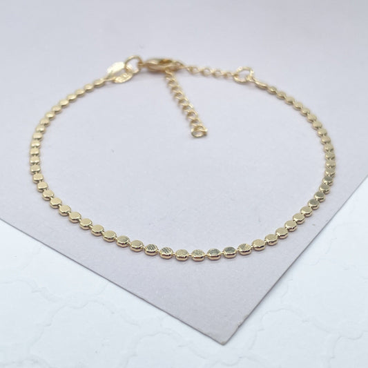 18k Gold Filled Flat Beaded Bracelet