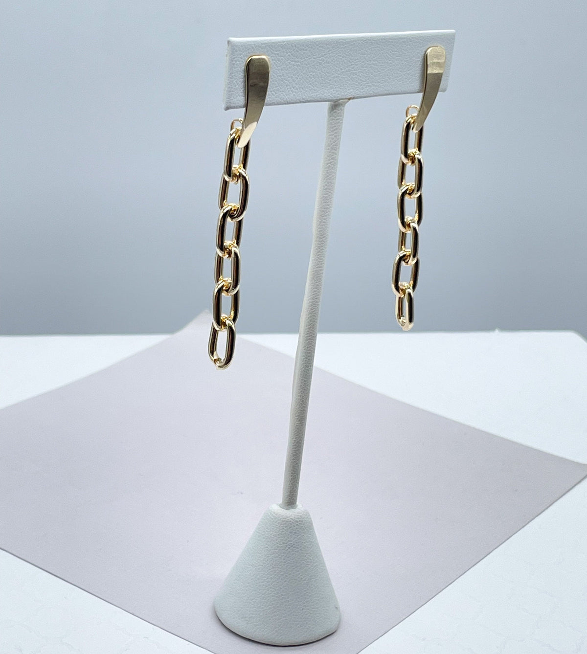 18k Gold Filled Round,Thick Paperclip Dangling Earrings