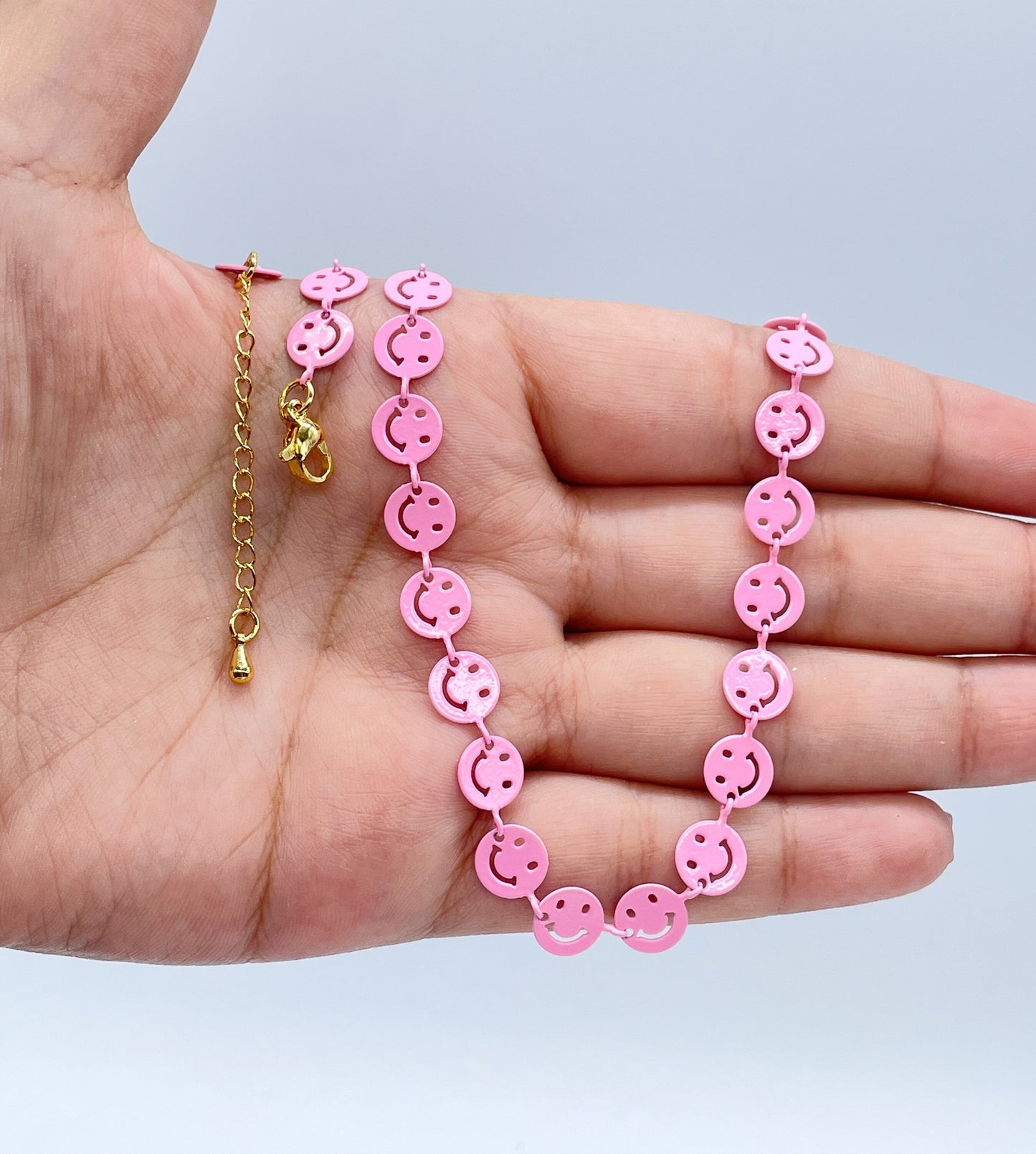 Colorful Smiley Face Enamel Necklace