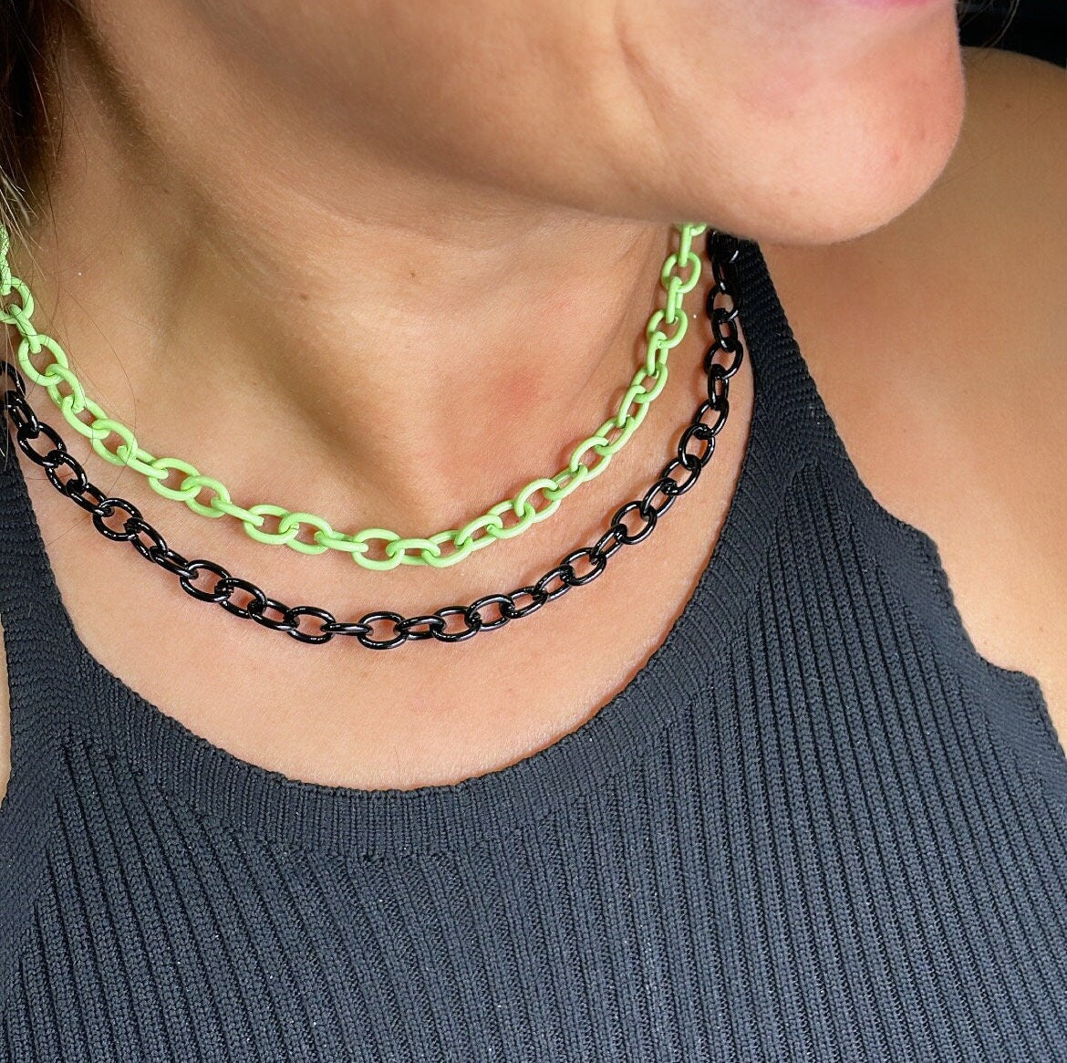 Colorful Enamel Curb Link Chain