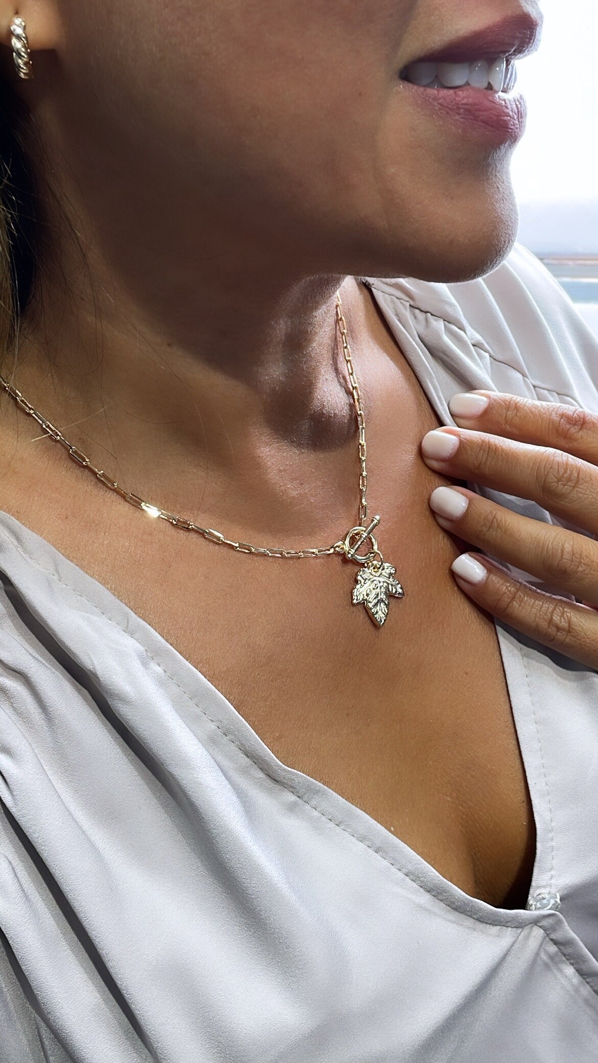 18k Gold Filled Leaf Toggle Choker