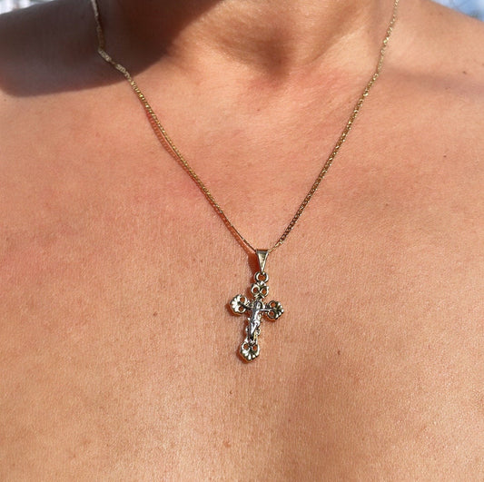 18k GoldFilled Pendant With Silver Toned Jesus