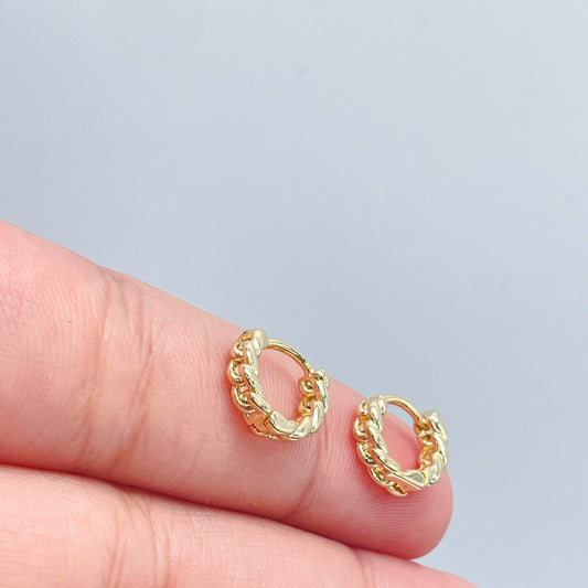 18k Gold Filled Tiny Cuban link Clicker Hoop