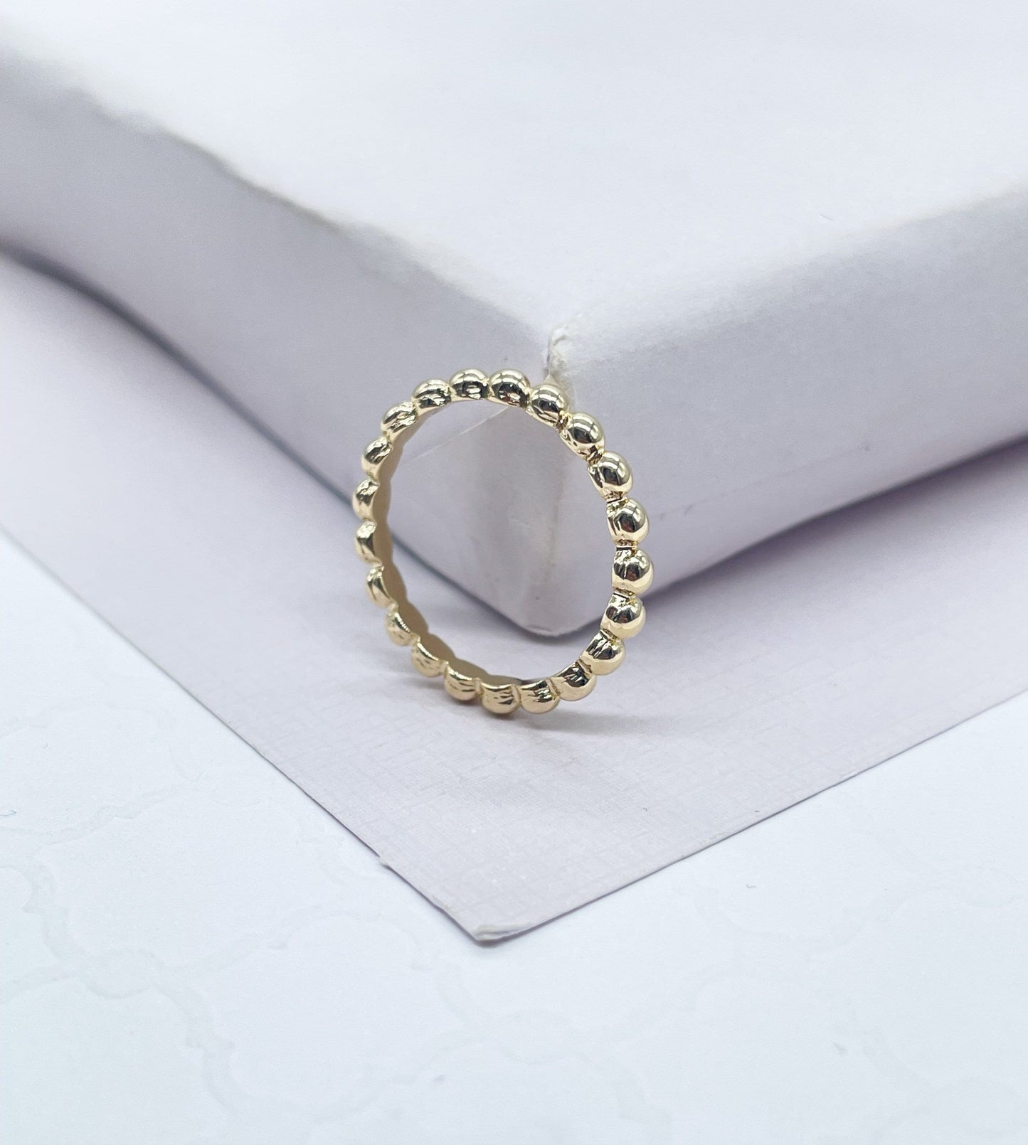 18k Gold Filled Beaded Band Ring