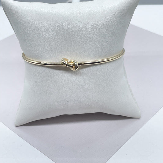 18k Gold Filled Minimalist Single Knot Bangle, Cuff Bracelet