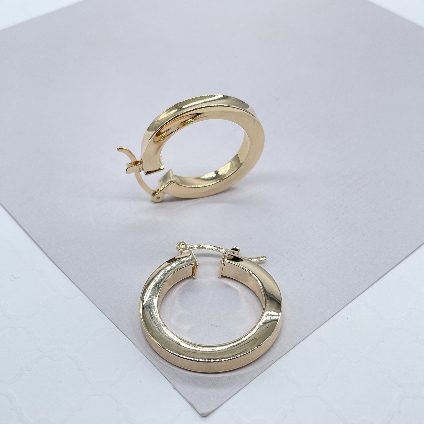 18k Gold Filled Large Sharp Edged Plain Hoop Earrings Wholesale Jewelry Supplies
