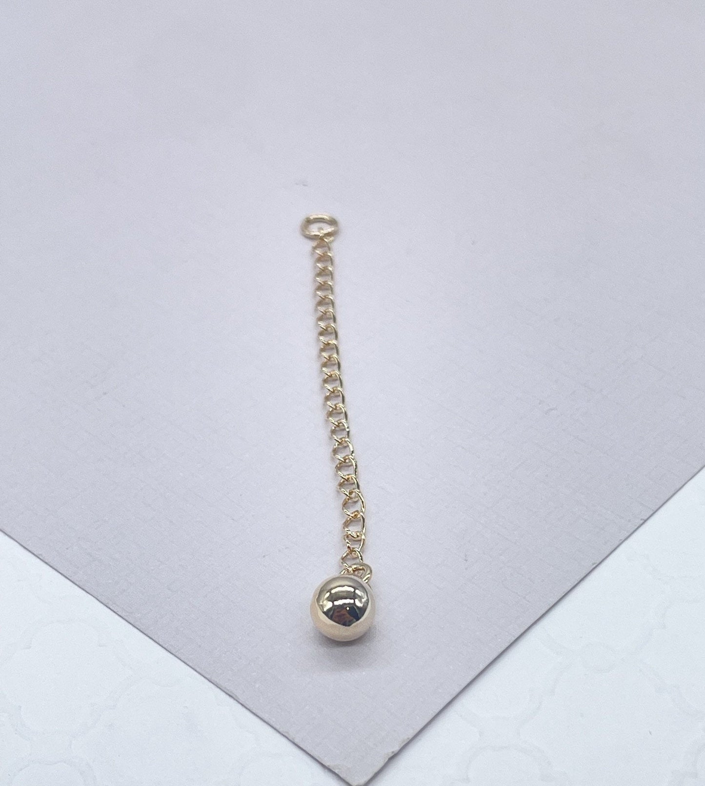 18k Gold Filled Chubby Ball and Heart 2” Extenders for Chains, Necklaces, Anklets